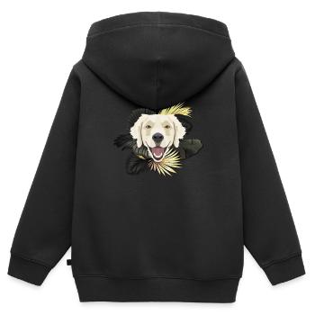 Goldener Hund Golden Retriever - Kinder Premium Organic Zip Hoodie - Schwarz - Hinten - AI Model Kid Male (0cm)