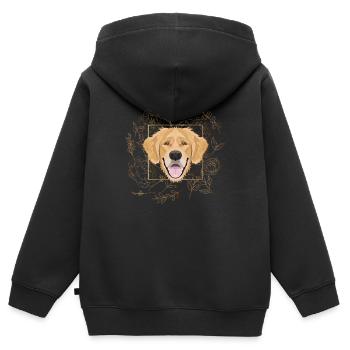 Goldener Hund Golden Retriever - Kinder Premium Organic Zip Hoodie - Schwarz - Hinten - AI Model Kid Male (0cm)