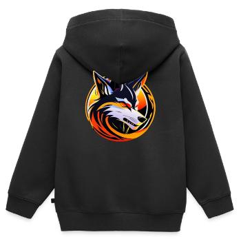 Wolf - Kinder Premium Organic Zip Hoodie - Schwarz - Hinten - AI Model Kid Male (0cm)