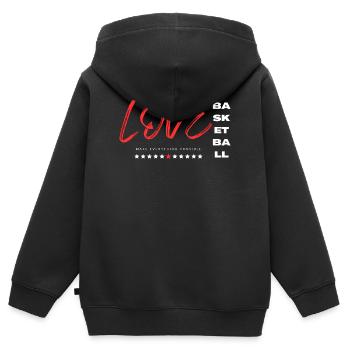 Liebe Basketball Rot - Kinder Premium Organic Zip Hoodie - Schwarz - Hinten - AI Model Kid Male (0cm)