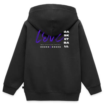 Ich liebe Basketball blau - Kinder Premium Organic Zip Hoodie - Schwarz - Hinten - AI Model Kid Male (0cm)