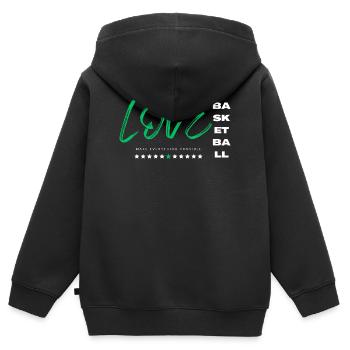 Ich liebe Basketball Grün - Kinder Premium Organic Zip Hoodie - Schwarz - Hinten - AI Model Kid Male (0cm)