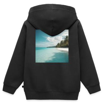 Tropisches Paradies - Kinder Premium Organic Zip Hoodie - Schwarz - Hinten - AI Model Kid Male (0cm)