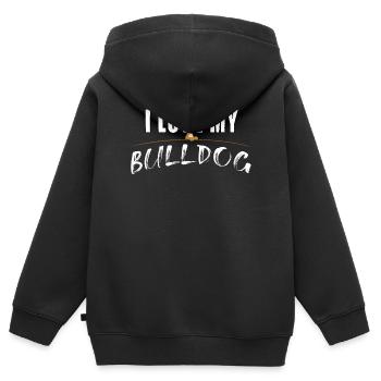 J’adore mon bouledogue - Sweat Premium à capuche zippé enfant bio - noir - Dos - AI Model Kid Male (0cm)