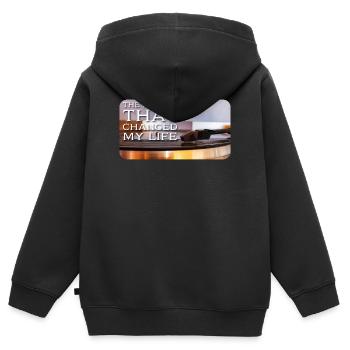 L’aiguille qui a changé ma vie - Sweat Premium à capuche zippé enfant bio - noir - Dos - AI Model Kid Male (0cm)