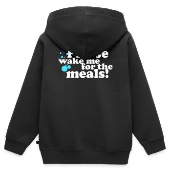 Please, wake me for the Meals! - Kids Premium Organic Zip-up Hoodie - black - Back - AI Model Kid Male (0cm)