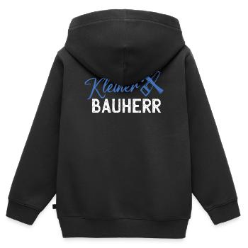 Kleiner Bauherr Logo mit Hammer und Säge - Kinder Premium Organic Zip Hoodie - Schwarz - Hinten - AI Model Kid Male (0cm)