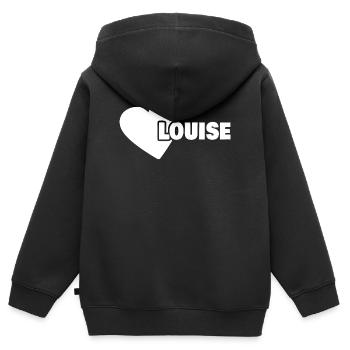Geboren Louise - Kinder Premium Organic Zip Hoodie - Schwarz - Hinten - AI Model Kid Male (0cm)