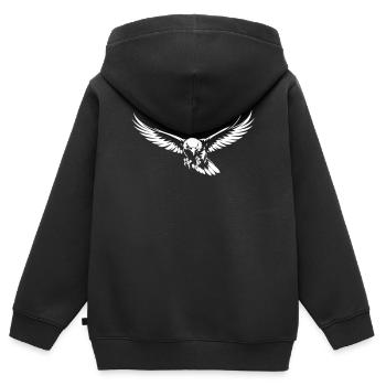 Aigle attaquant en vol - Sweat Premium à capuche zippé enfant bio - noir - Dos - AI Model Kid Male (0cm)