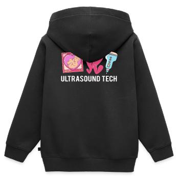 Technicien ultrasonique Technicien ultrasonore - Sweat Premium à capuche zippé enfant bio - noir - Dos - AI Model Kid Male (0cm)
