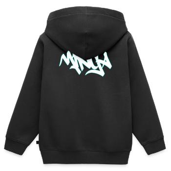Lettrage Graffiti Mibga Neon - Sweat Premium à capuche zippé enfant bio - noir - Dos - AI Model Kid Male (0cm)