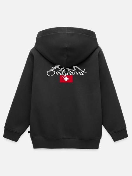 Schweiz Schweizer Fahne - Kinder Premium Organic Zip Hoodie - Schwarz