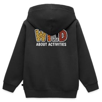 Wild over activiteiten Dierpatronen - Kinder Premium zip hoodie biologisch - zwart - Achter - AI Model Kid Male (0cm)
