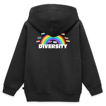 Diversity Regenbogen - Vielfalt Design - Kinder Premium Organic Zip Hoodie - Schwarz - Hinten - AI Model Kid Male (0cm)
