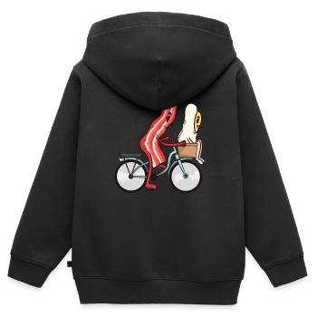 Saint Valentin amoureux d'amour au bacon - Sweat Premium à capuche zippé enfant bio - noir - Dos - AI Model Kid Male (0cm)