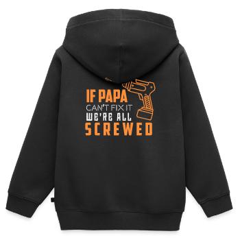 Père répare tout - Sweat Premium à capuche zippé enfant bio - noir - Dos - AI Model Kid Male (0cm)