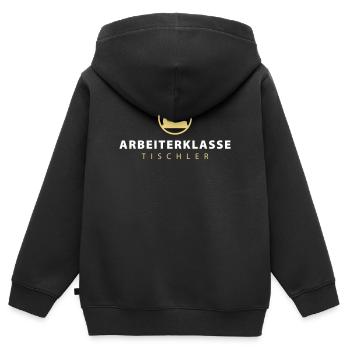 Charpentier de la classe ouvrière avec des signes de guilde - Sweat Premium à capuche zippé enfant bio - noir - Dos - AI Model Kid Male (0cm)