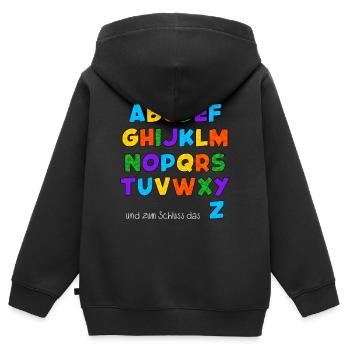 ABC Shirt - Kinder Premium Organic Zip Hoodie - Schwarz - Hinten - AI Model Kid Male (0cm)