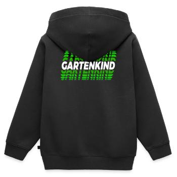 Gartenkind Design - Kinder Premium Organic Zip Hoodie - Schwarz - Hinten - AI Model Kid Male (0cm)