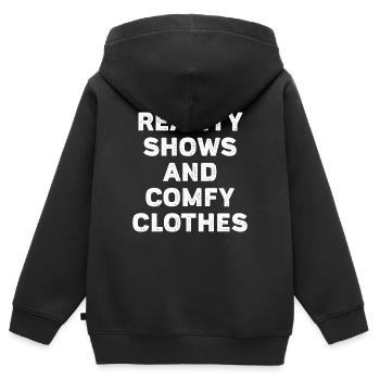 Émissions de téléréalité et vêtements confortables - Sweat Premium à capuche zippé enfant bio - noir - Dos - AI Model Kid Male (0cm)
