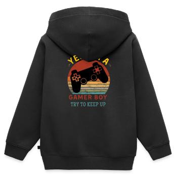 Yes l'm a gamer boy Time to level up - Sweat Premium à capuche zippé enfant bio - noir - Dos - AI Model Kid Male (0cm)
