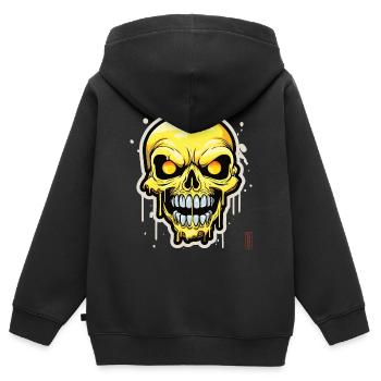 Cheesy Skull - Kids Premium Organic Zip-up Hoodie - black - Back - AI Model Kid Male (0cm)
