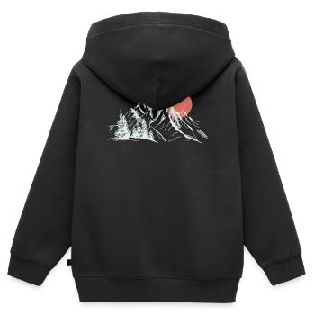 Purpurrote Sonne über schneebedeckten Gipfeln - Kinder Premium Organic Zip Hoodie - Schwarz - Hinten - AI Model Kid Male (0cm)