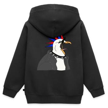 punker möwe lederjacke sonnenbrille - Kinder Premium Organic Zip Hoodie - Schwarz - Hinten - AI Model Kid Male (0cm)