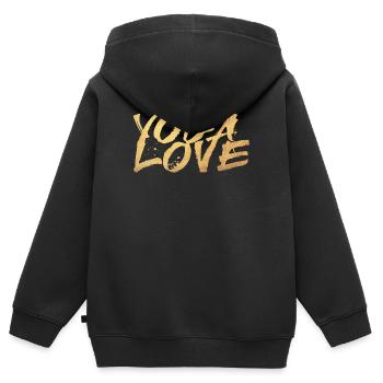 Yoga Love Gold Meditation Handwriting Graffiti om - Kids Premium Organic Zip-up Hoodie - black - Back - AI Model Kid Male (0cm)