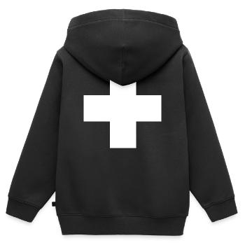 Suisse - Sweat Premium à capuche zippé enfant bio - noir - Dos - AI Model Kid Male (0cm)
