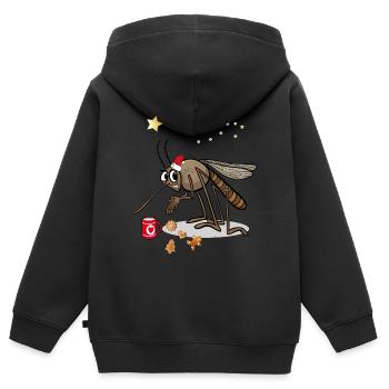 Stechmücke freut sich auf Weihnachten - Kinder Premium Organic Zip Hoodie - Schwarz - Hinten - AI Model Kid Male (0cm)