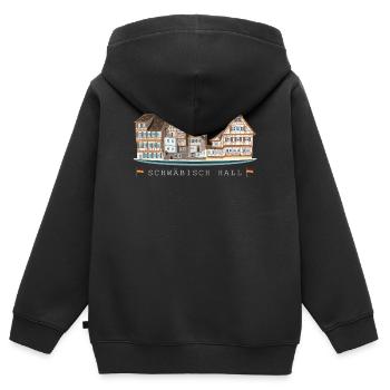 Schwäbisch Hall, Süddeutschland, Zeichnung - Kinder Premium Organic Zip Hoodie - Schwarz - Hinten - AI Model Kid Male (0cm)