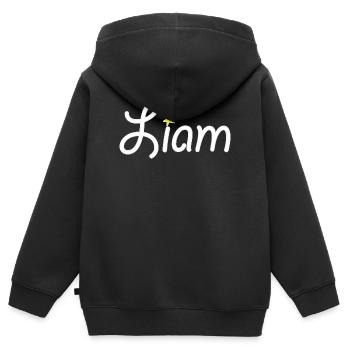 Liam - Kinder Premium Organic Zip Hoodie - Schwarz - Hinten - AI Model Kid Male (0cm)