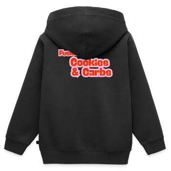 Fueled by Cookies & Carbs - Kids Premium Organic Zip-up Hoodie - black - Back - AI Model Kid Male (0cm)