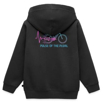 Neon Pulse Fahrradgrafik - Kinder Premium Organic Zip Hoodie - Schwarz - Hinten - AI Model Kid Male (0cm)