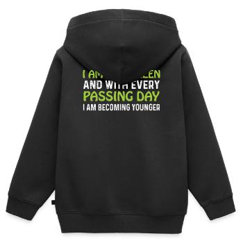 Evergreen every day younger - Kinder Premium Organic Zip Hoodie - Schwarz - Hinten - AI Model Kid Male (0cm)