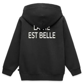 La Vie Est Belle – Französischer Chic - Kinder Premium Organic Zip Hoodie - Schwarz - Hinten - AI Model Kid Male (0cm)