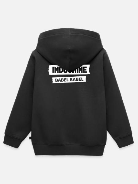 Vintage Babel Typo-effect gedragen - Kinder Premium zip hoodie biologisch - zwart