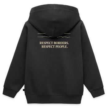 Groenland - Respecter les frontières Respecter les gens - Sweat Premium à capuche zippé enfant bio - noir - Dos - AI Model Kid Male (0cm)