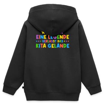 2026 Diplômé de la garderie A Legend - Sweat Premium à capuche zippé enfant bio - noir - Dos - AI Model Kid Male (0cm)