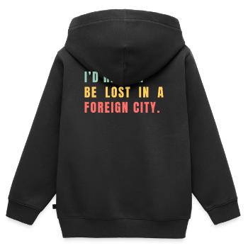 I'd rather be lost in a foreign city - Kids Premium Organic Zip-up Hoodie - black - Back - AI Model Kid Male (0cm)