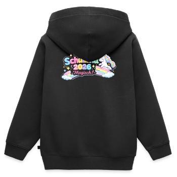 Don d’inscription à l’école magique 2026 pour les écoliers - Sweat Premium à capuche zippé enfant bio - noir - Dos - AI Model Kid Male (0cm)