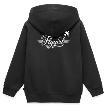 Flygirl Script mit Flugzeug-Schnörkel - Kinder Premium Organic Zip Hoodie - Schwarz - Hinten - AI Model Kid Male (0cm)