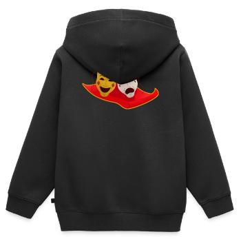 Théâtre musical Tapis volant avec masques de théâtre - Sweat Premium à capuche zippé enfant bio - noir - Dos - AI Model Kid Male (0cm)