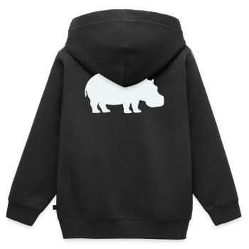 Blue Hippo Silhouette - Kids Premium Organic Zip-up Hoodie - black - Back - AI Model Kid Male (0cm)