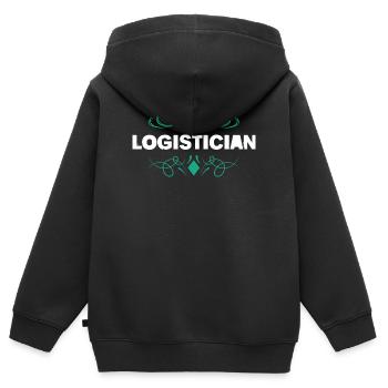 Logistician Vintage Logo Print - Kids Premium Organic Zip-up Hoodie - black - Back - AI Model Kid Male (0cm)
