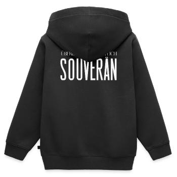 Überdurchschnittlich souverän – Statement Motiv - Kinder Premium Organic Zip Hoodie - Schwarz - Hinten - AI Model Kid Male (0cm)