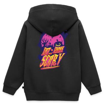 Halloween - Sweat Premium à capuche zippé enfant bio - noir - Dos - AI Model Kid Male (0cm)