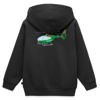 Polizei Hubschrauber - Kinder Premium Organic Zip Hoodie - Schwarz - Hinten - AI Model Kid Male (0cm)
