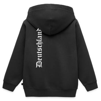 Deutschland - Kinder Premium Organic Zip Hoodie - Schwarz - Hinten - AI Model Kid Male (0cm)